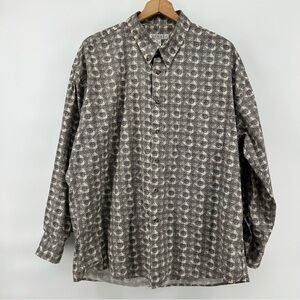 Vtg Tribute Mens Shirt Geometric Abstract Pattern Sz XL Long‎ Sleeve Button Down